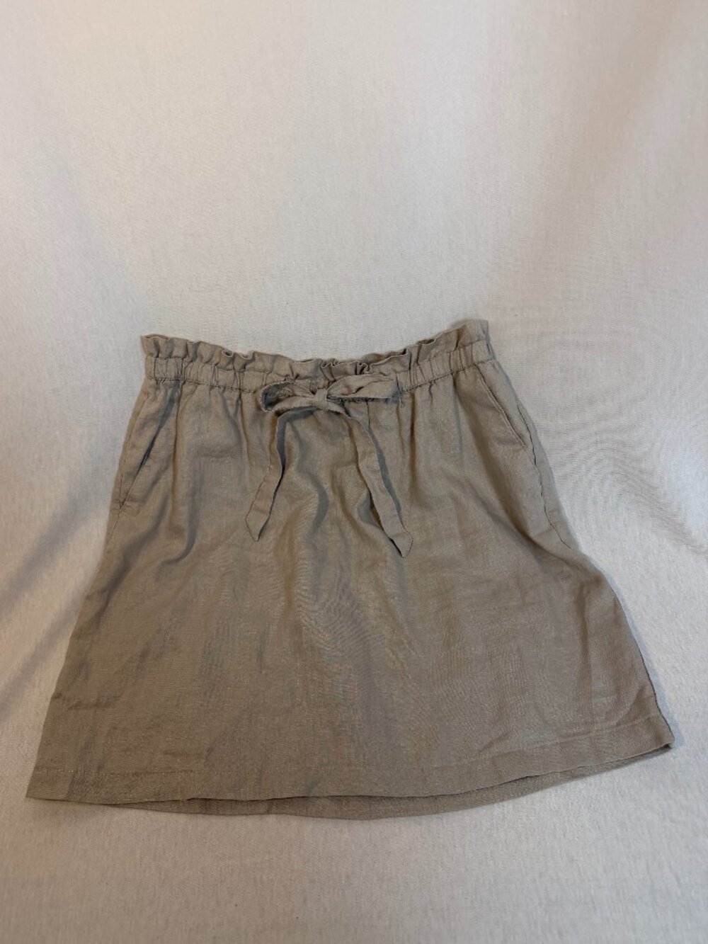 St Tropez West Linen Skirt M Drawstring Waist Pockets Boho Summer